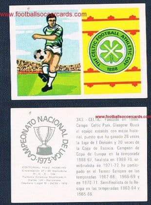 1972 RuiRomer Campeonato 1973 Spanish card of CELTIC - light green type