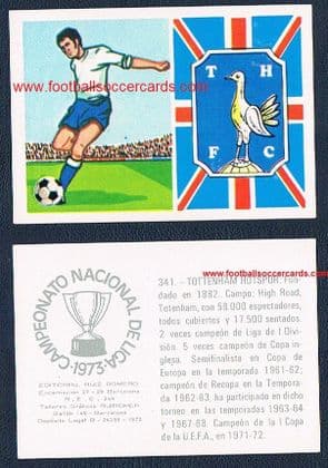 1972 RuiRomer Campeonato 1973 Spanish card of Spurs Tottenham Hotspur