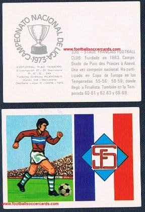 1972 RuiRomer Campeonato 1973 Spanish card Stade français Football Club