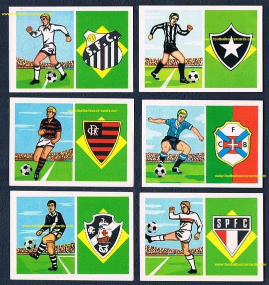 1972 RuiRomer x6 Brazil cards Santos Sao Paolo Vasco Da Gama Belenenses Flamengo Botafogo SIX CARDS