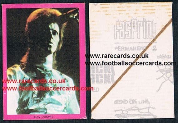 1973-74 Monty Gum David Bowie fasPrint unused Ziggy Stardust sticker vertical