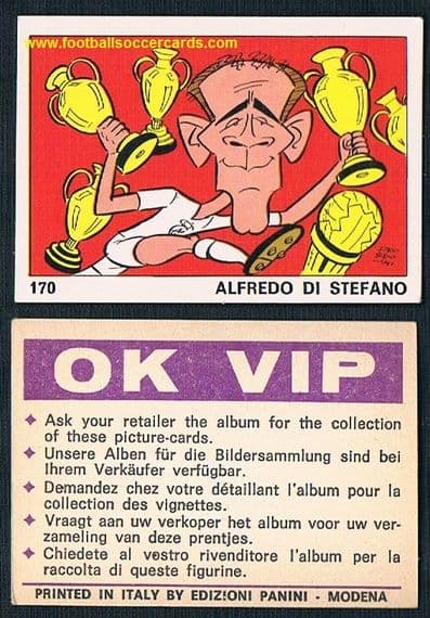 1973 Alfredo Di Stefano Panini OK VIP Italian classic WITH original backing paper