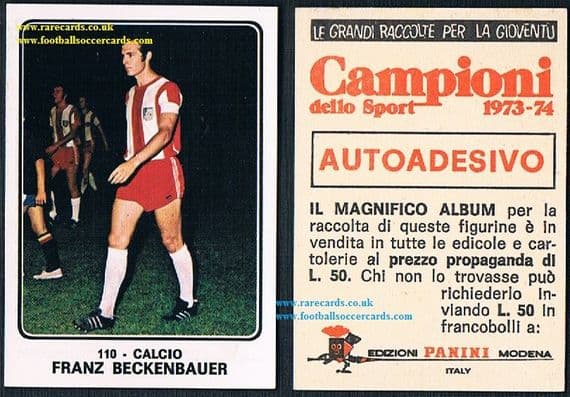 1973 Beckenbauer #110 Campioni dello Sport 1973-74, Italian Panini issue