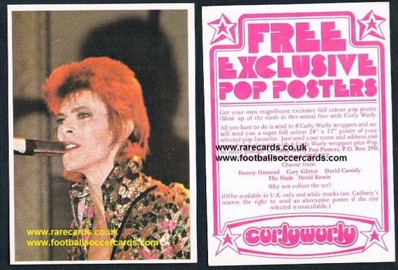 1973 Cadbury's CurlyWurly David Bowie Pop poster card Ziggy Stardust