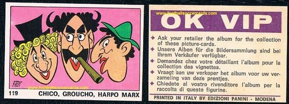 1973 Marx Brothers #119 Chico, Harpo & Groucho Marx MINT OK Vip Panini