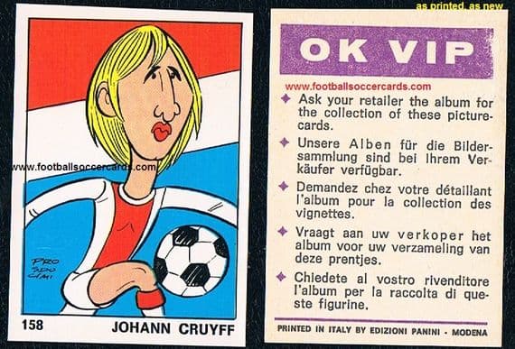 1973 MINT Johan Cruyff Panini OK VIP untouched, straight from the packet back is as printed