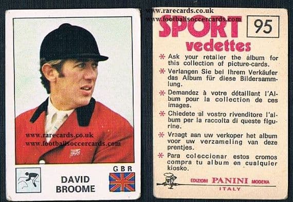 1974 David Broome equestsrian show jumping Panini 95 Sport Vedettes