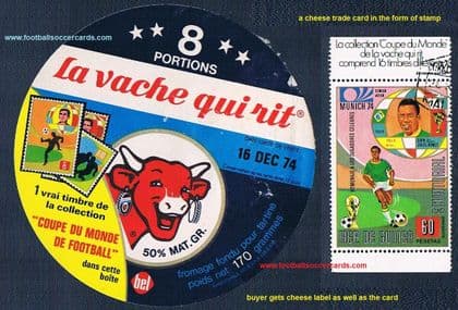 1974 Pele French cheese Vache Qui Rit formated like a stamp but trade card