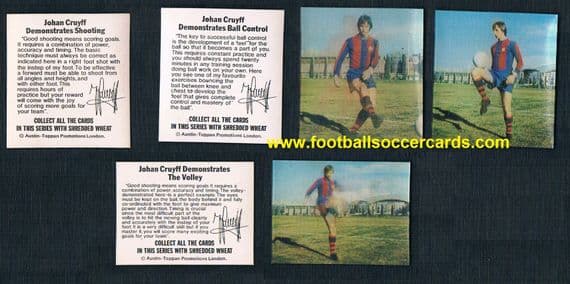 1975 Johan Cruyff 3D moving-action Shredded Wheat "Action Cards" Barcelona 3-D lenticular cards x3