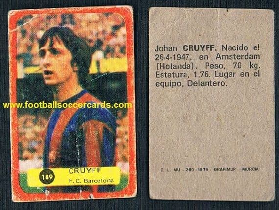 1975 Johan Cruyff GRAFIMUR Barcelona card from Spain, with faults but very rare!