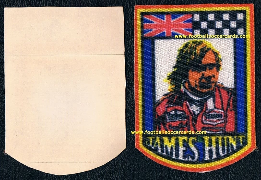 1976 James Hunt q rookie unused silk 2 backing papers in place made by ...