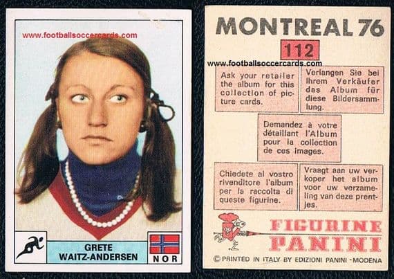 1976 rookie LEGEND Grete Waitz 9 NYC MARATHON WINS & World Champion 112 Montreal 76 Panini, faults