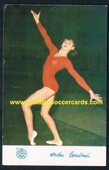1976 rookie Nadia Comăneci Romanian commemorative postcard pen to rear, dated '76