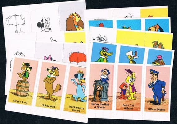1977 -8 Hannah Barbera Disney cartoons uncut Weetabix uncut strips Boss Cat Touche Turtle Lady Tramp