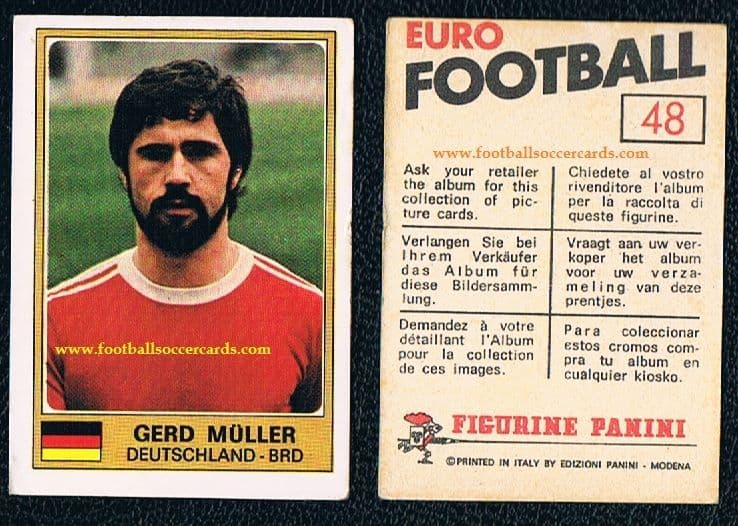 1977 Gerd Muller Euro Football Panini 48 unused sticker with backing paper