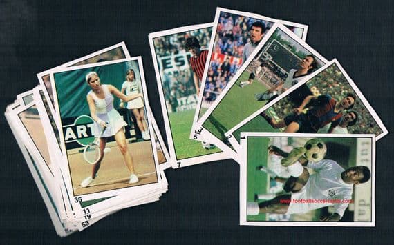 1977 Pele Cruyff Beckenbauer Connors Evert SET unused Campionissimi SPORTS GREATS +album from Italy
