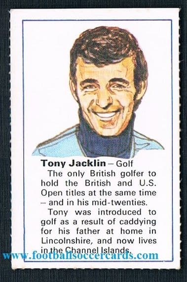 1977 Tony Jacklin gold US Open champion McVities Know Your Superstars card