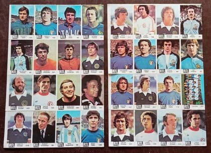 1978 UNCUT sheets x2 WC78 French soccer cards Dalglish Zoff Rossi Platini Scotland - 2 sheets!