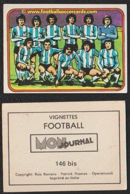 1979 Argentina '74 squad 146 bis Mon Journal unused with backing paper Opera Mundi RuiRomer