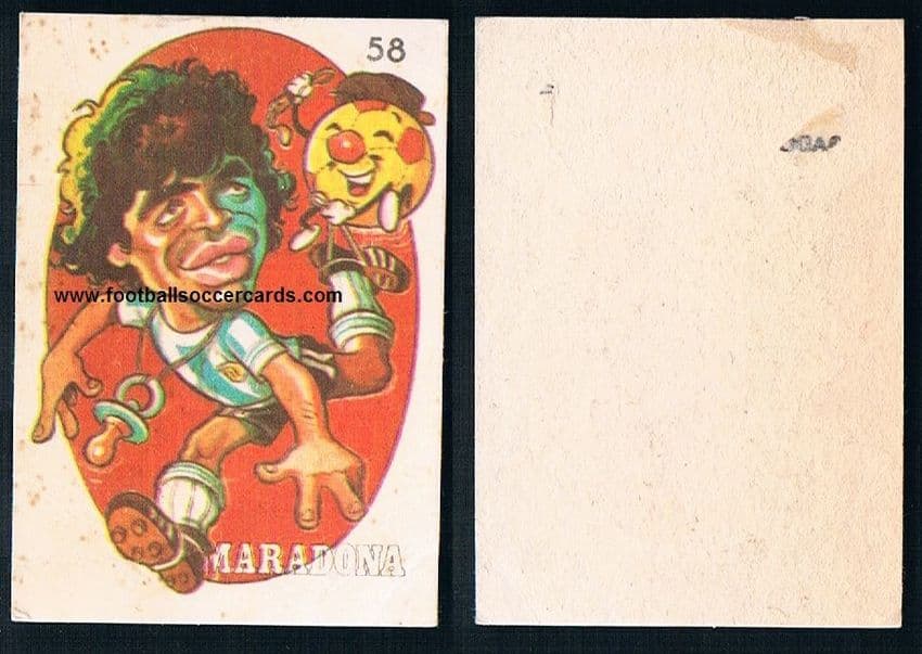 1979 Maradona Super Football 79 caricature card from Argentina Crack figurita Superfootball