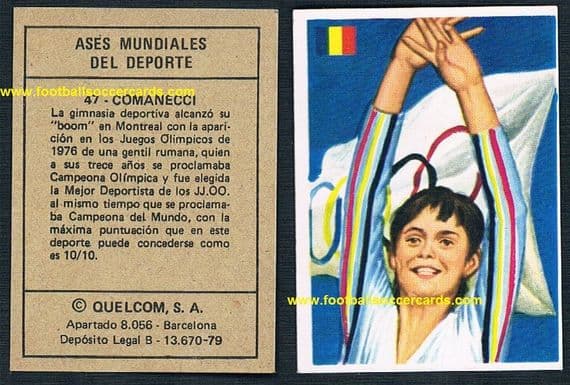 1979 Nadia Comăneci Romania legendary Quelcom Spanish gum card #47