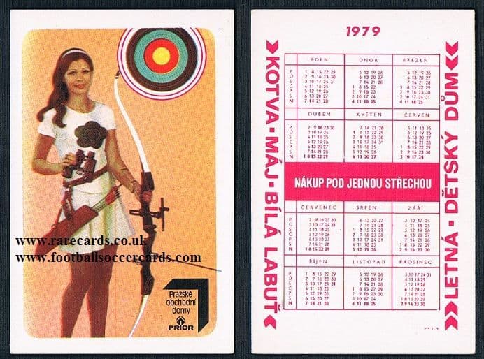 1979 USSR archery pocket calendar card target archer