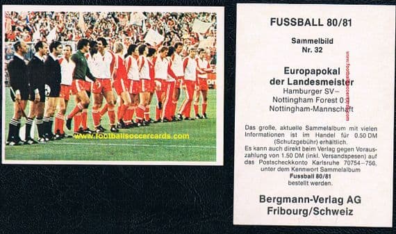 1980 Bergmann West german issue Nottingham Forest European Cup winners 32