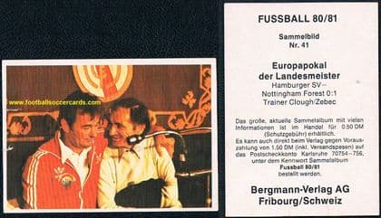 1980 Brian Clough Nottingham Forest Bergmann card 41 Fussball 80 81