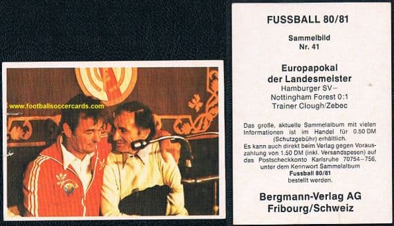 1980 Brian Clough Nottingham Forest Bergmann card 41 Fussball 80 81