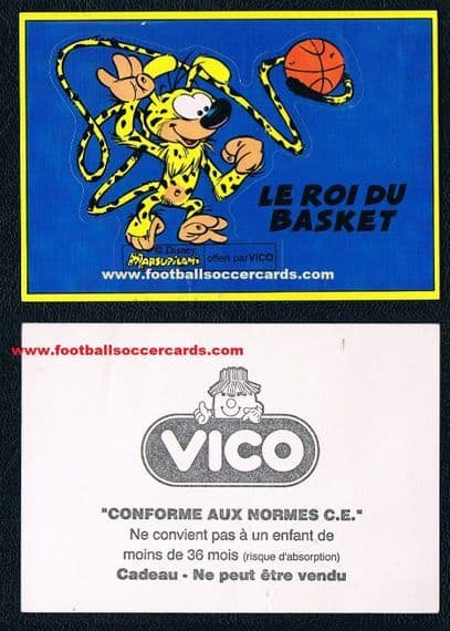 1980's French King of Basketball unused adhesive card Marsupilami, by VICO from France