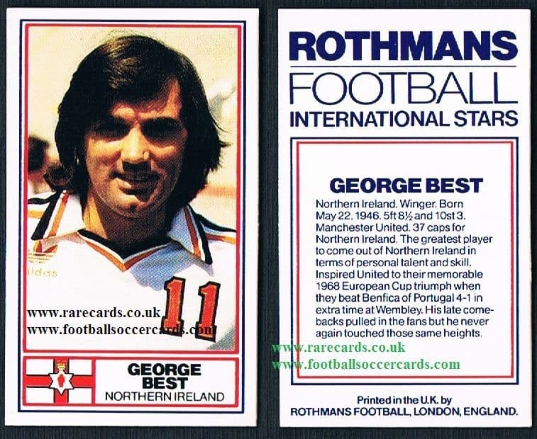 George Best Inception Card 1980s George Best Rothmans card