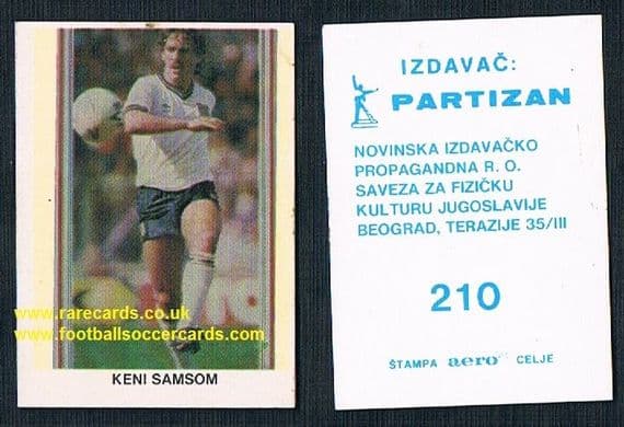 1980s Yugoslavian card Kenny Sansom Crystal Palace Arsenal QPR