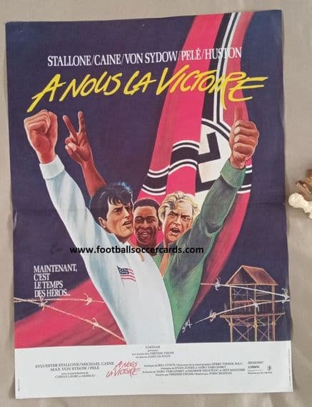 1981 Victory movie poster Pelé Bobby Moore Stallone Ozzie Ardiles Michael Caine Summerbee van Himst