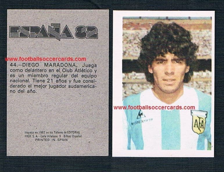 1982 Maradona CARD (not paper) from Spain by Fher for España 82 clean back