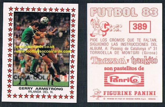 1983 Panini Spanish Futbol 83 Panrico Gerry Armstrong Spurs Watford WBA Brighton N.Ireland