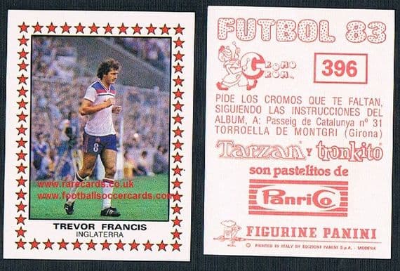 1983 Panini Spanish Futbol 83 Panrico Trevor Francis Forest Birmingham Man City