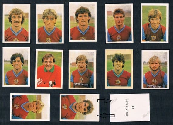 1983 Quadriga Tips Fodbold 82-83 unused Aston Villa 12 stickers
