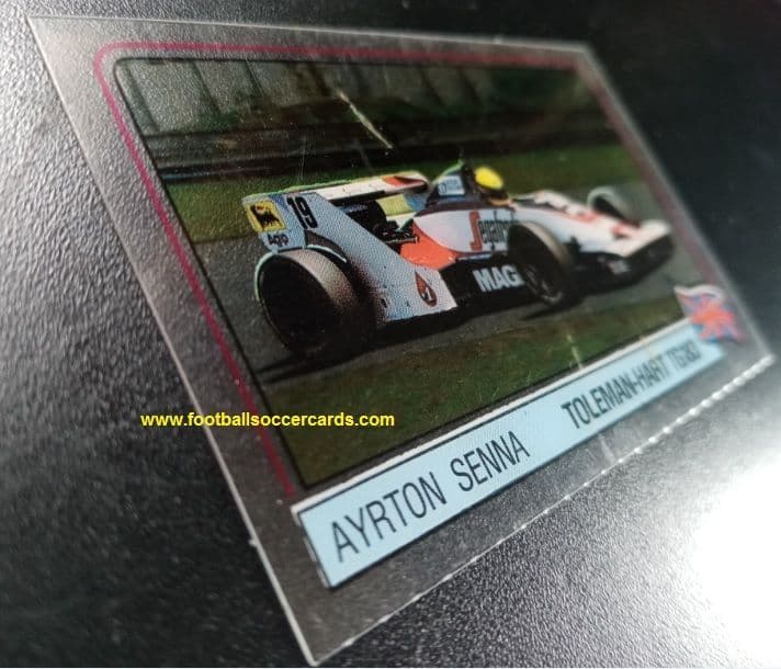 1984 Ayrton Senna rookie card Panini the Toleman Hart car from the test