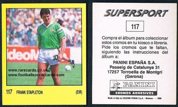 1988 Spanish Panini Supersport 117 Frank Stapleton Man U Derby Blackburn Arsenal