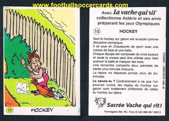 1991 Hockey Asterix card 15 La vache Qui Rit France