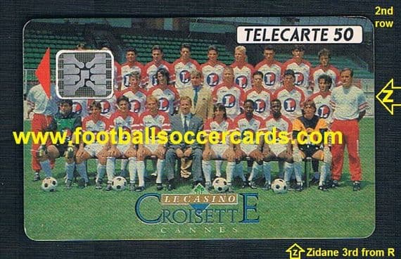 1991 Zidane rookie, made 1 year earlier than 92 Panini sticker - Cannes team summer 1991 rare card