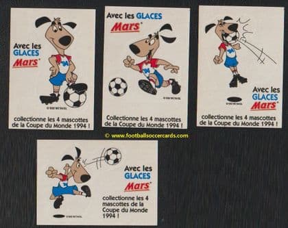 1994 USA 94 original x4 WC94 French Mars stickers with backing papers