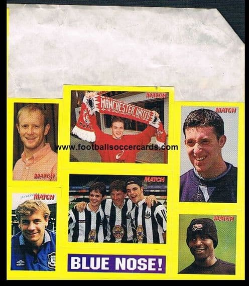 1995 THE Beckham MUFC rookie from mid-95 Match sticker, Beckham unused, on partial sheet - S/p £1400