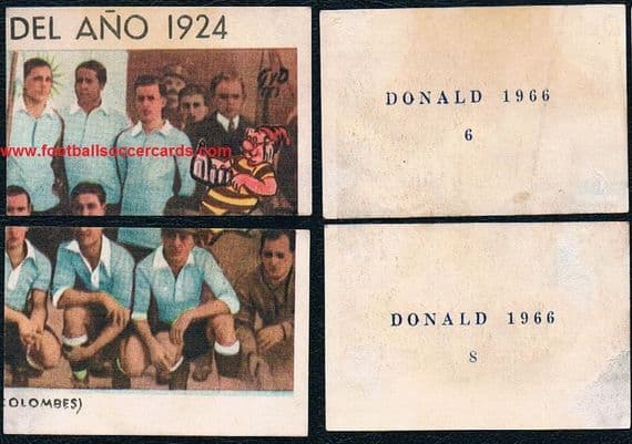 Andrade 2 cards Donald 6 & 8, 1966 '1924' Uruguay World Champions pair of sub set