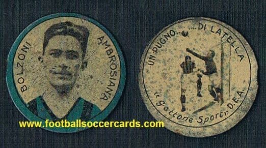 Giovanni Bolzoni INTER defender 1930 metal pog & Latella of Siena
