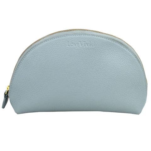 V01335 - Leather Sky Blue Make Up Bag 2/PK