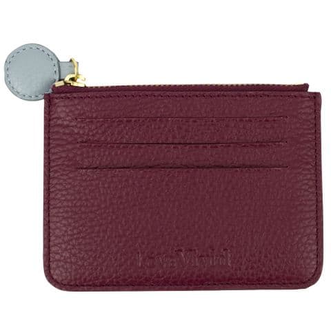 V02097 - Leather Plum & Sky Blue Card Holder 4/PK