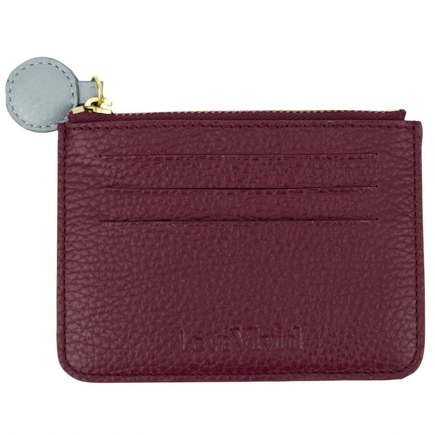V02097 - Leather Plum & Sky Blue Card Holder 4/PK