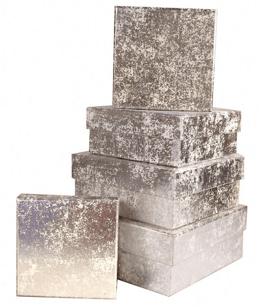 V19101 - Silver Crush Square Nest of Boxes - GBXS171.01 1/PK
