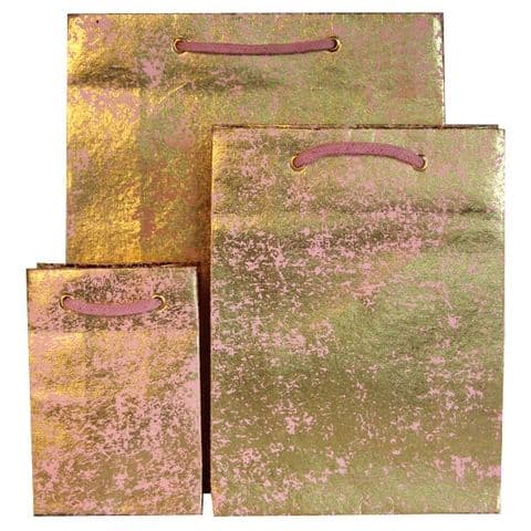 V22132; V22149; V22156 - Gold Crush on Light Pink Gift Bag GBG171.10/51 10/PK
